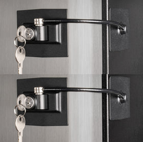 Guardianite refrigerator lock plate front view for secure medicine and snack protection.