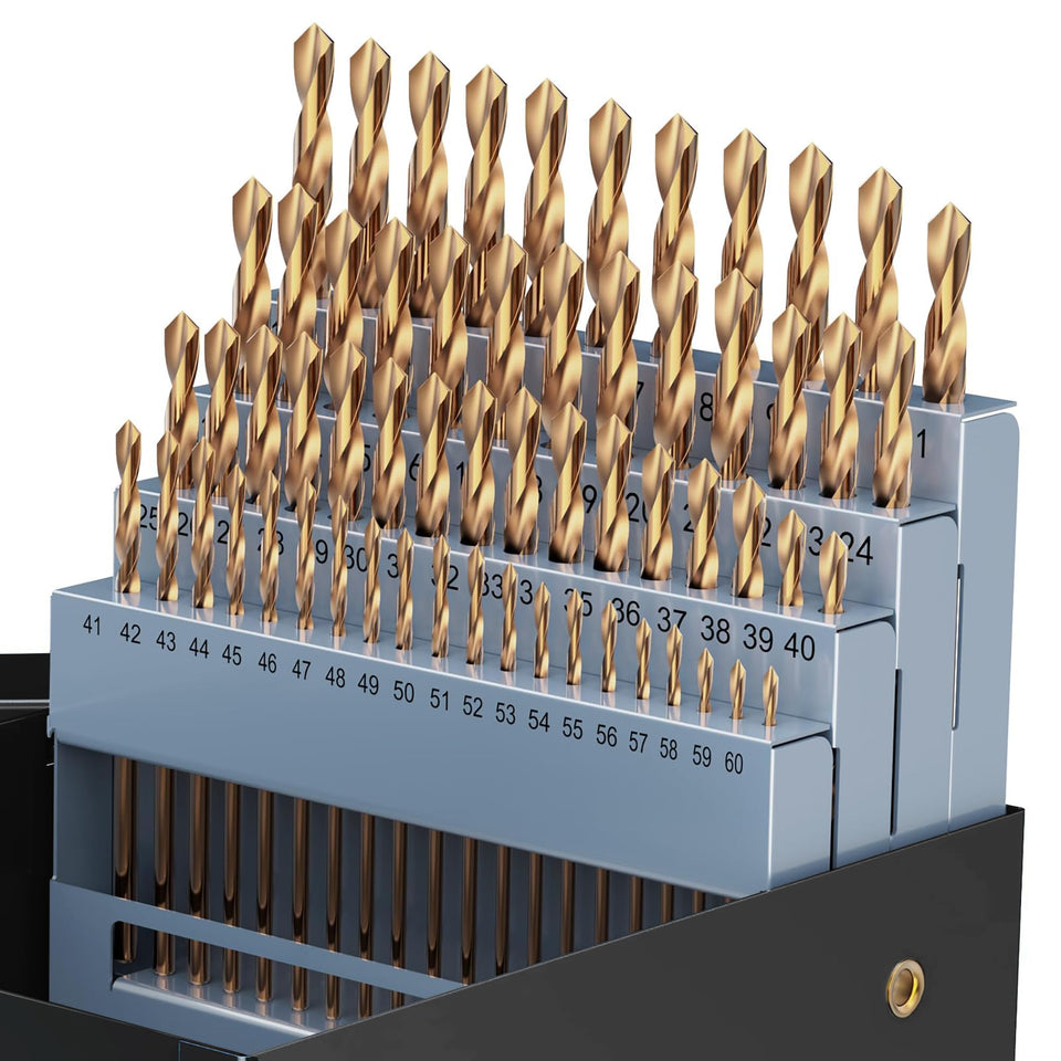 GuardPro 60pcs cobalt drill bits in storage case for metal and wood projects