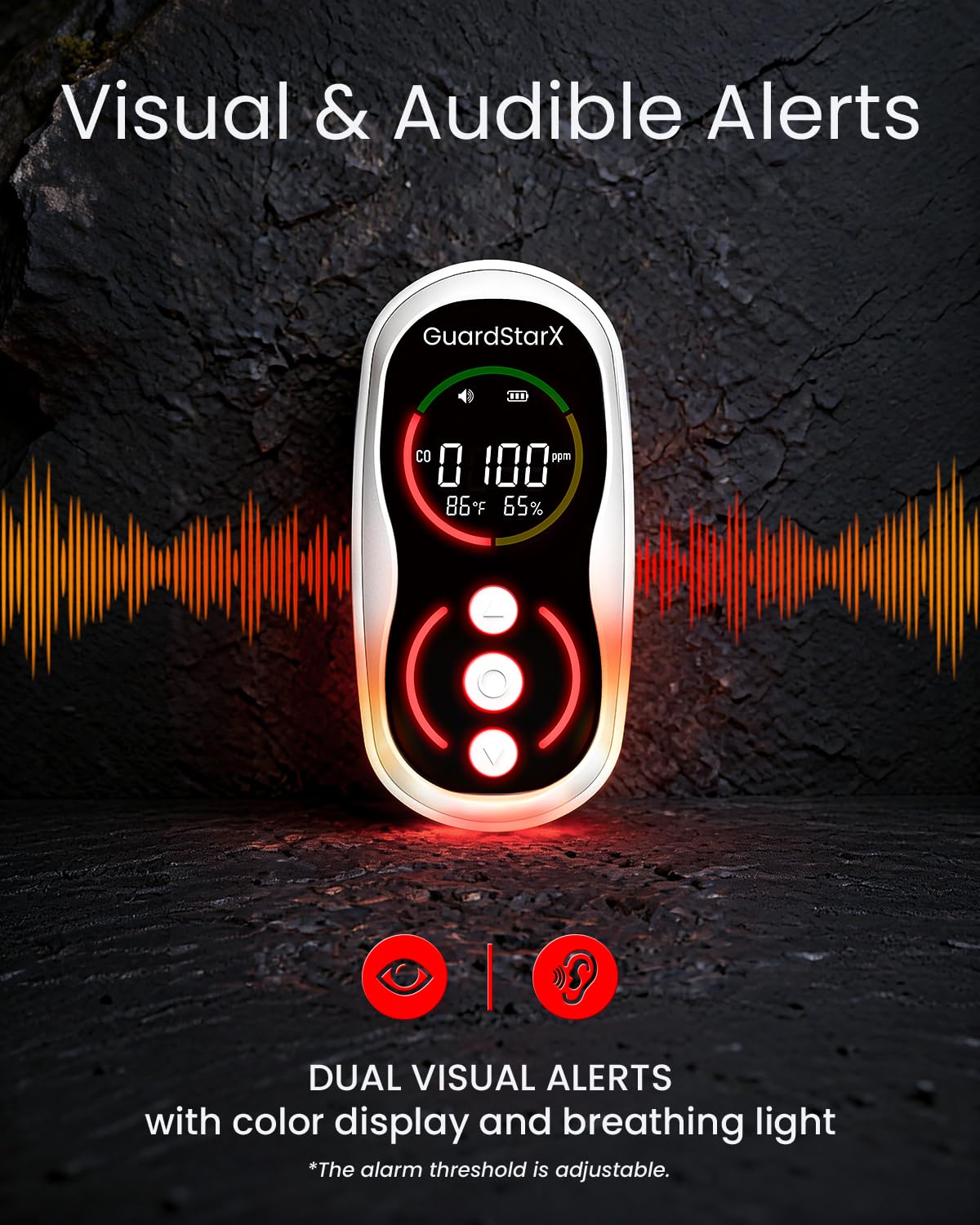 GuardStarX Watcher-S1 rechargeable 2100mAh battery enables long monitoring sessions