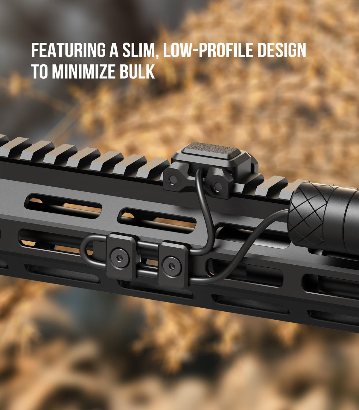 Guardtier low-profile cable guides prevent tangling without bulk during rapid weapon handling.