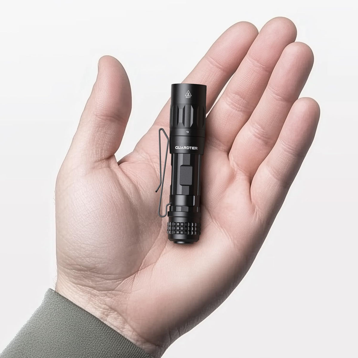 Guardtier M70 flashlight beam visible up to 177 meters for clear night visibility.