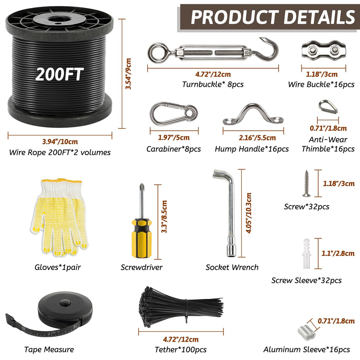 GUATTINE nylon-coated stainless steel wire rope 304 for weather-resistant use