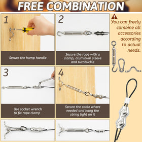 GUATTINE turnbuckles and snap hooks simplify tensioning for clean layouts