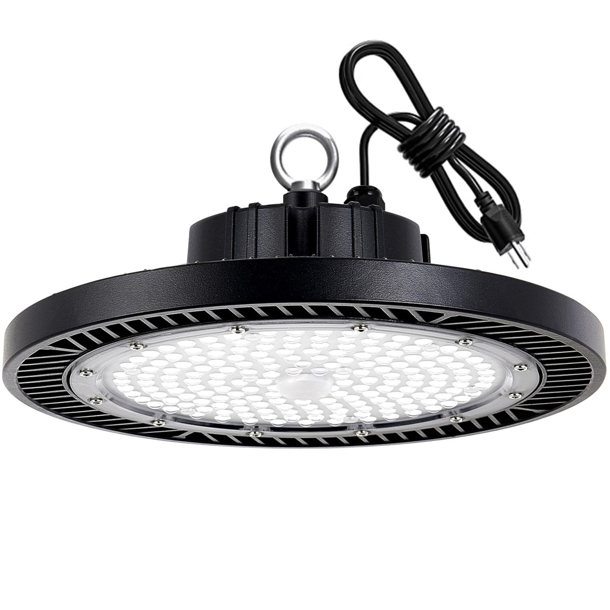 Gugsey LED high bay light 200W front view for bright garage illumination.
