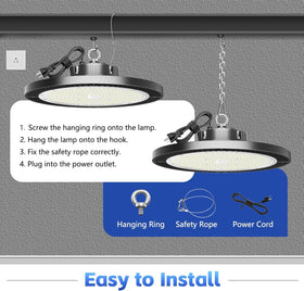 Gugsey LED high bay light ideal for garage, gym, and workshop illumination.