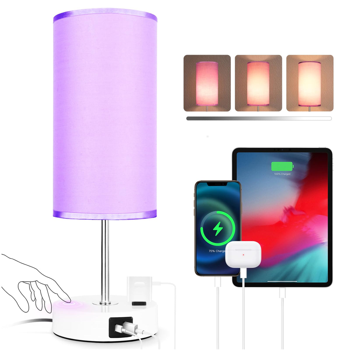 Gugsey multi-function lamp with USB and outlet