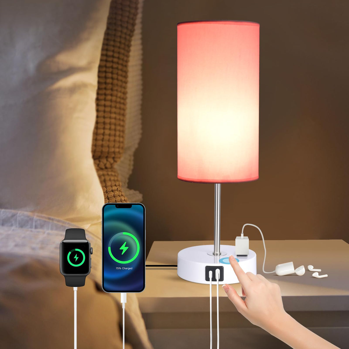Gugsey table lamp offers 3-way dimming for ambient customization.