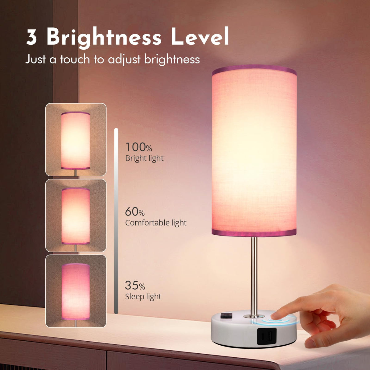 Gugsey touch-control lamp for easy brightness in dark