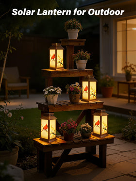 Guhope cardinal lantern stable base rests on flat surfaces