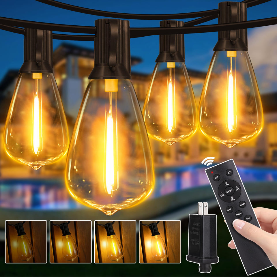 Guhope outdoor string lights with remote dimming for a cozy patio