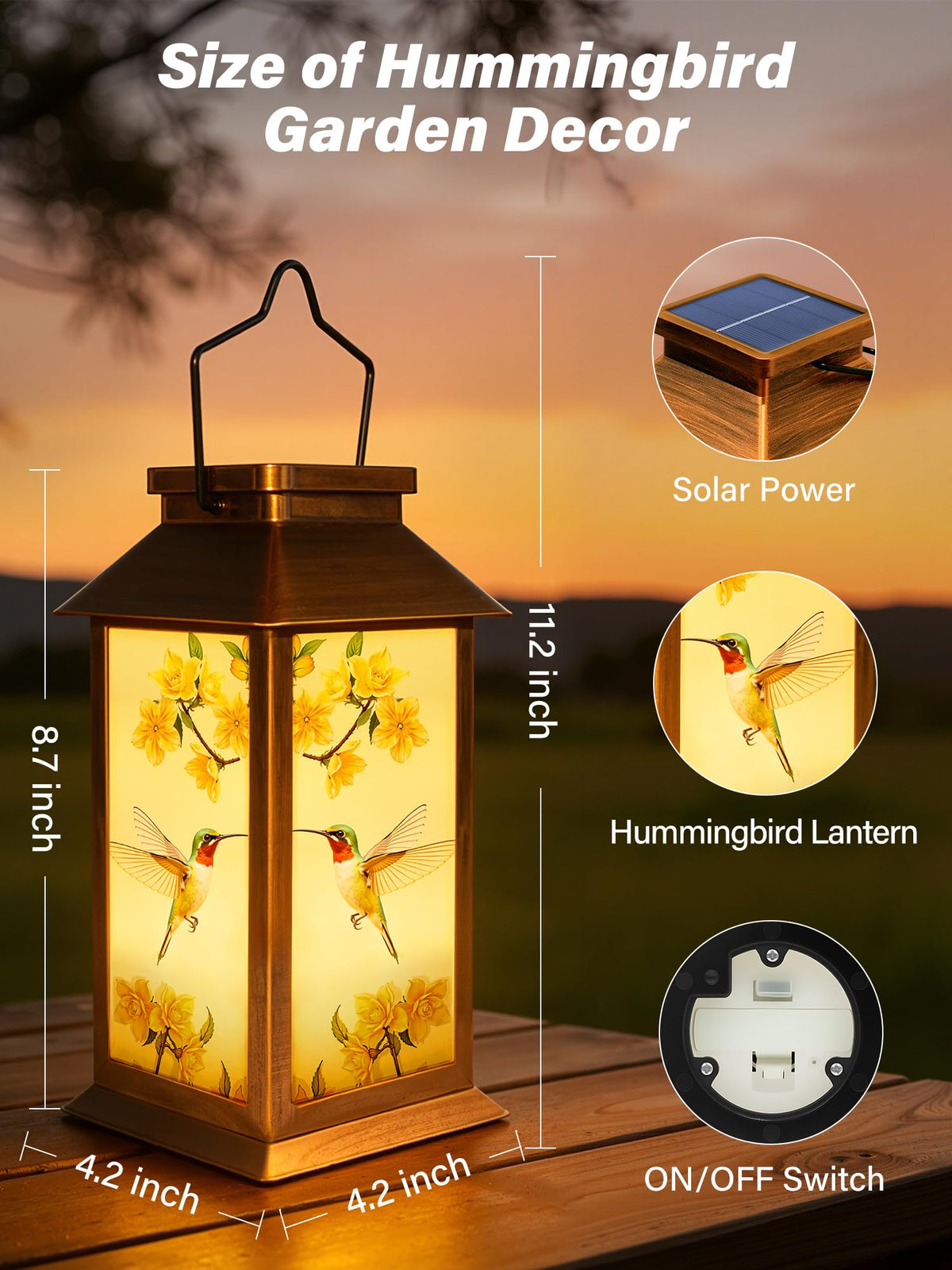 Guhope hummingbird lantern on fence creating garden ambiance