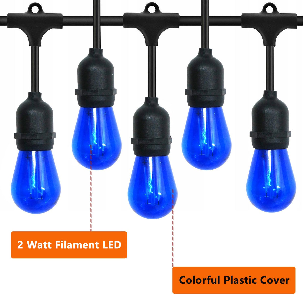 GUILEDUO E26 blue filament bulbs offer long life and safe operation