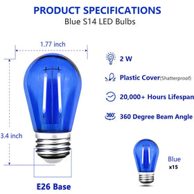 GUILEDUO outdoor blue LED bulbs for decorative lighting and weather exposure