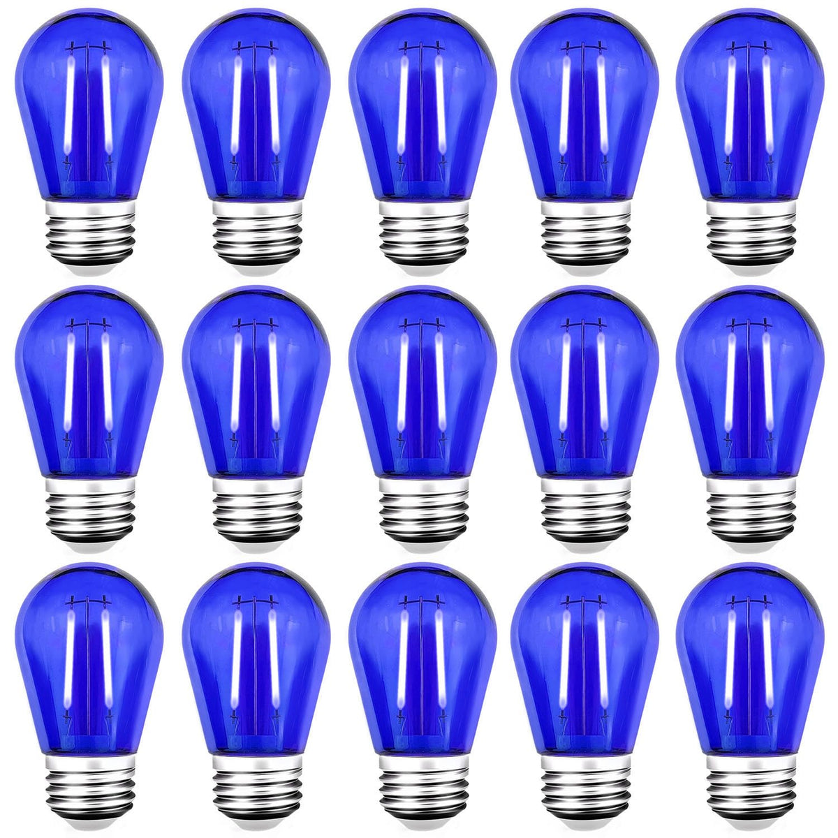 GUILEDUO S14 blue bulbs, outdoor-friendly 15-pack, energy-saving LED replacement
