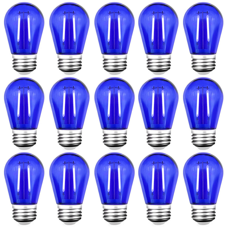 GUILEDUO S14 blue bulbs, outdoor-friendly 15-pack, energy-saving LED replacement