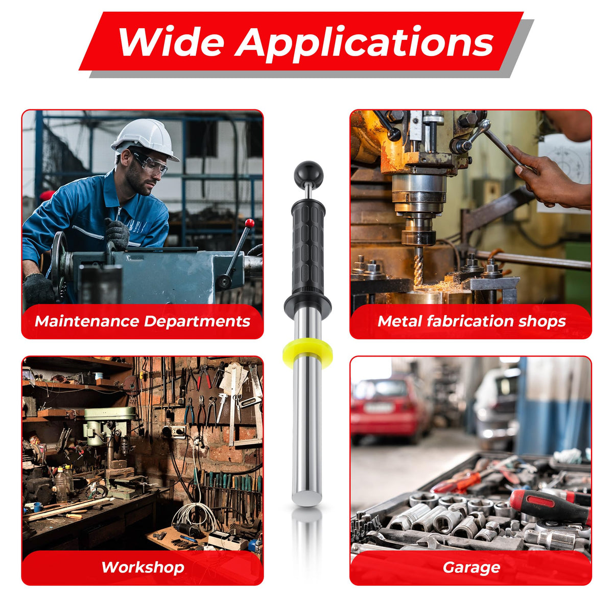 Gulfmew magnetic rod for versatile cleanup in garages and sites.