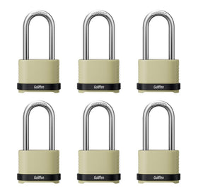 Guliffen heavy-duty padlock with long shackle for outdoor storage security.