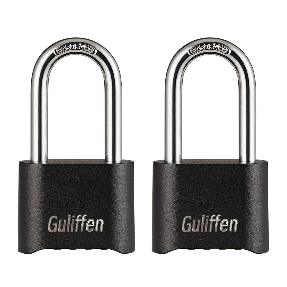 Guliffen heavy-duty weatherproof padlock front view shows rugged zinc body for outdoor security