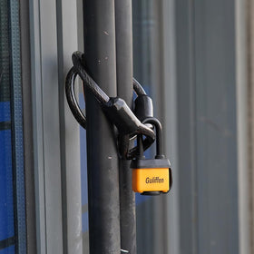 Guliffen laminated padlock for durable outdoor storage on sheds and garages.