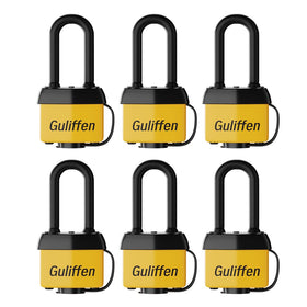 Guliffen laminated steel padlock with weatherproof shell for outdoor security.
