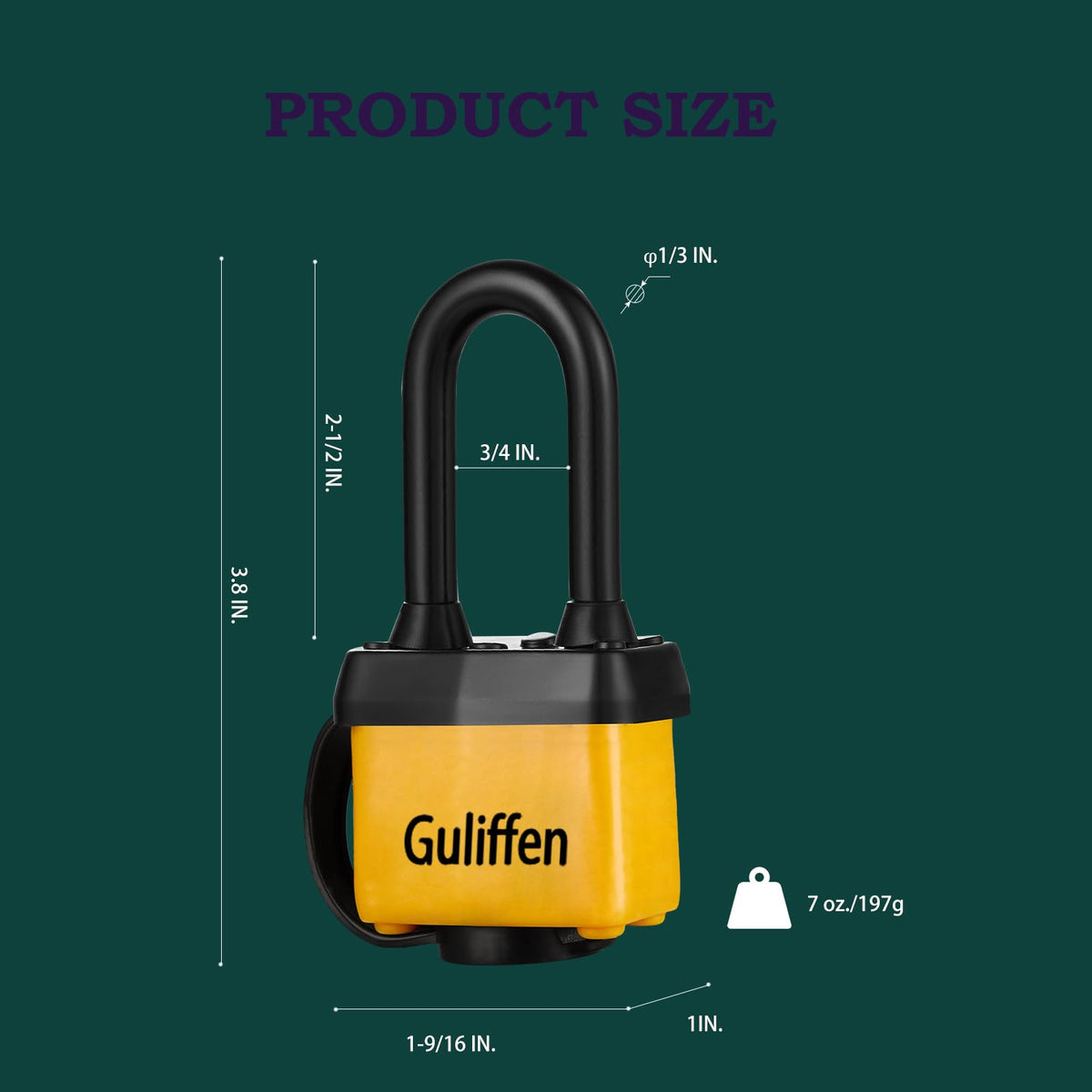 Guliffen padlock featuring a 4-pin tumbler for reliable security.
