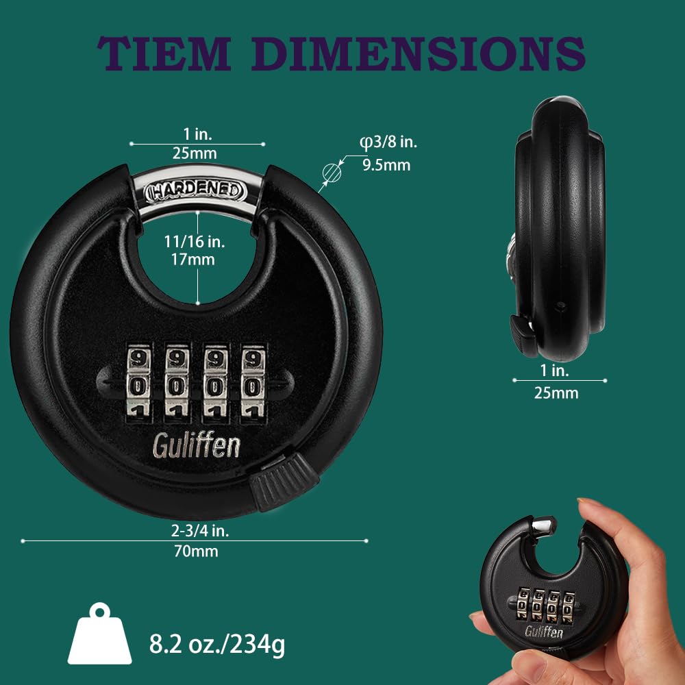 Guliffen weatherproof disc lock highlights zinc alloy body protecting against moisture