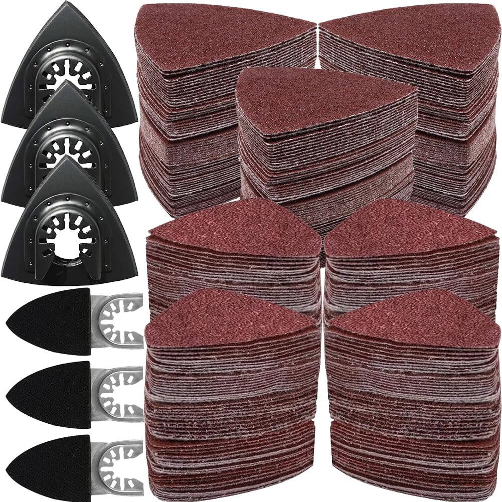 Gulrear 246Pcs oscillating tool sanding pad kit for versatile smoothing on wood and plaster.