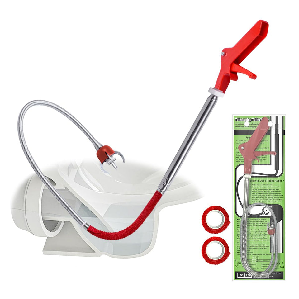 Gulrear 50-inch toilet snake auger clears a deep clog with upgraded grabber.