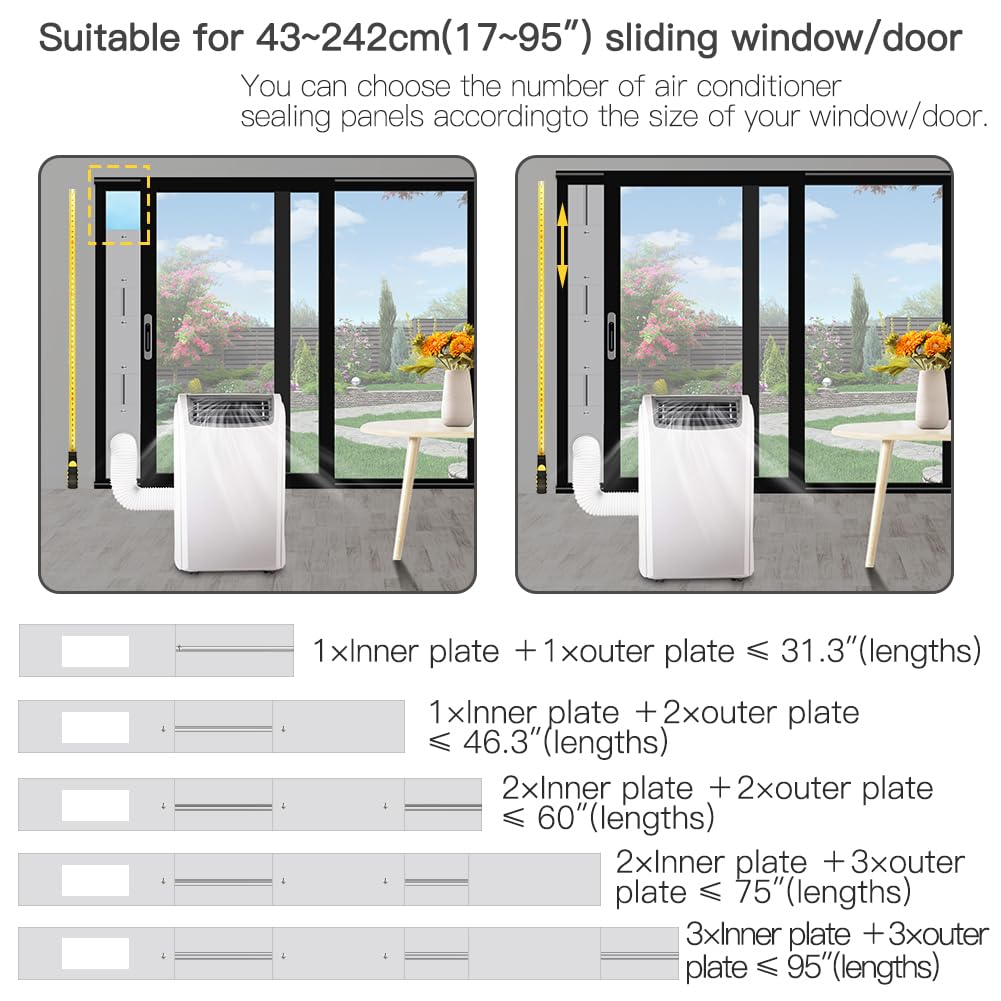 Gulrear six 17-inch slider panels arranged to fit up to 95 inches