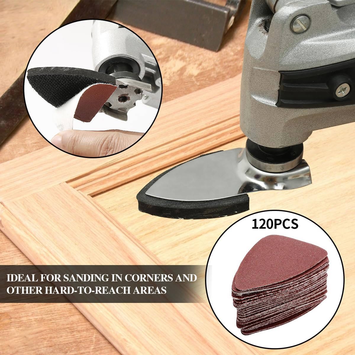 Gulrear 80mm triangle sanding pad with hook-and-loop for quick changes.