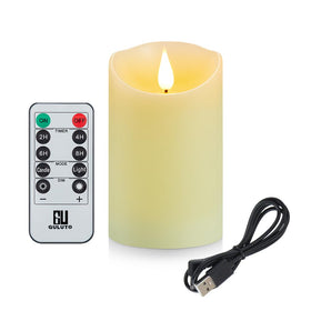 Guluto flickering flameless candle real wax pillar for warm ambience