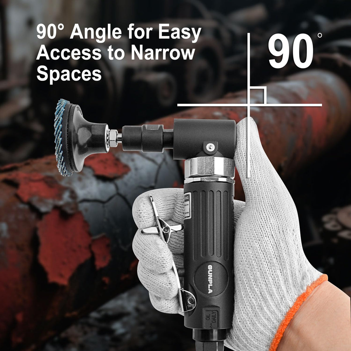 Gunpla angle grinder safety switch reduces accidental triggering during work.