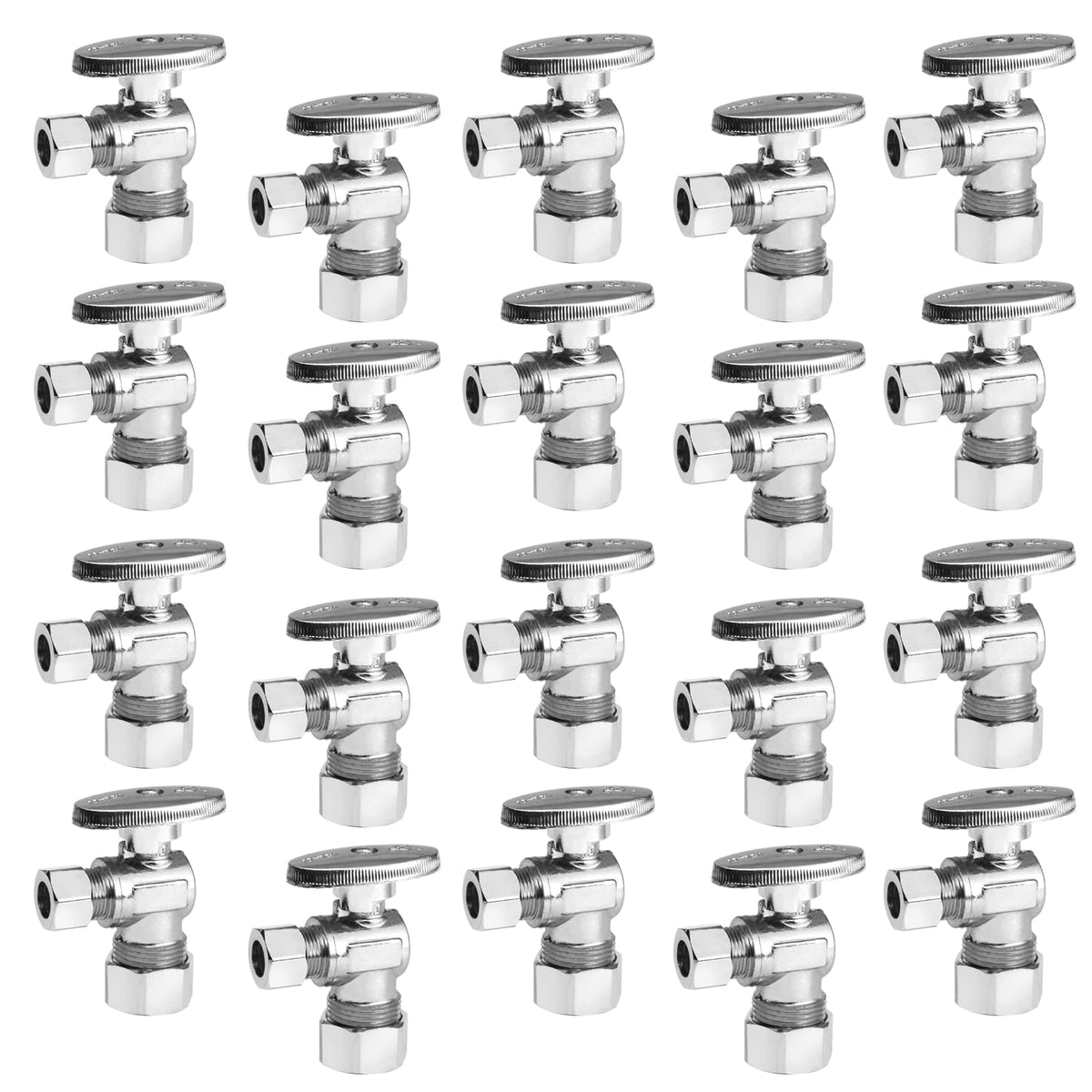 GUOFIS angle stop valve close-up with chrome finish and lead-free brass durability.