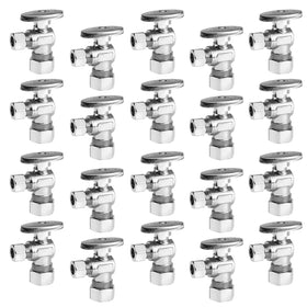 GUOFIS angle stop valve close-up with chrome finish and lead-free brass durability.
