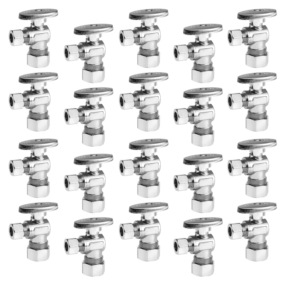 GUOFIS angle stop valve close-up with chrome finish and lead-free brass durability.