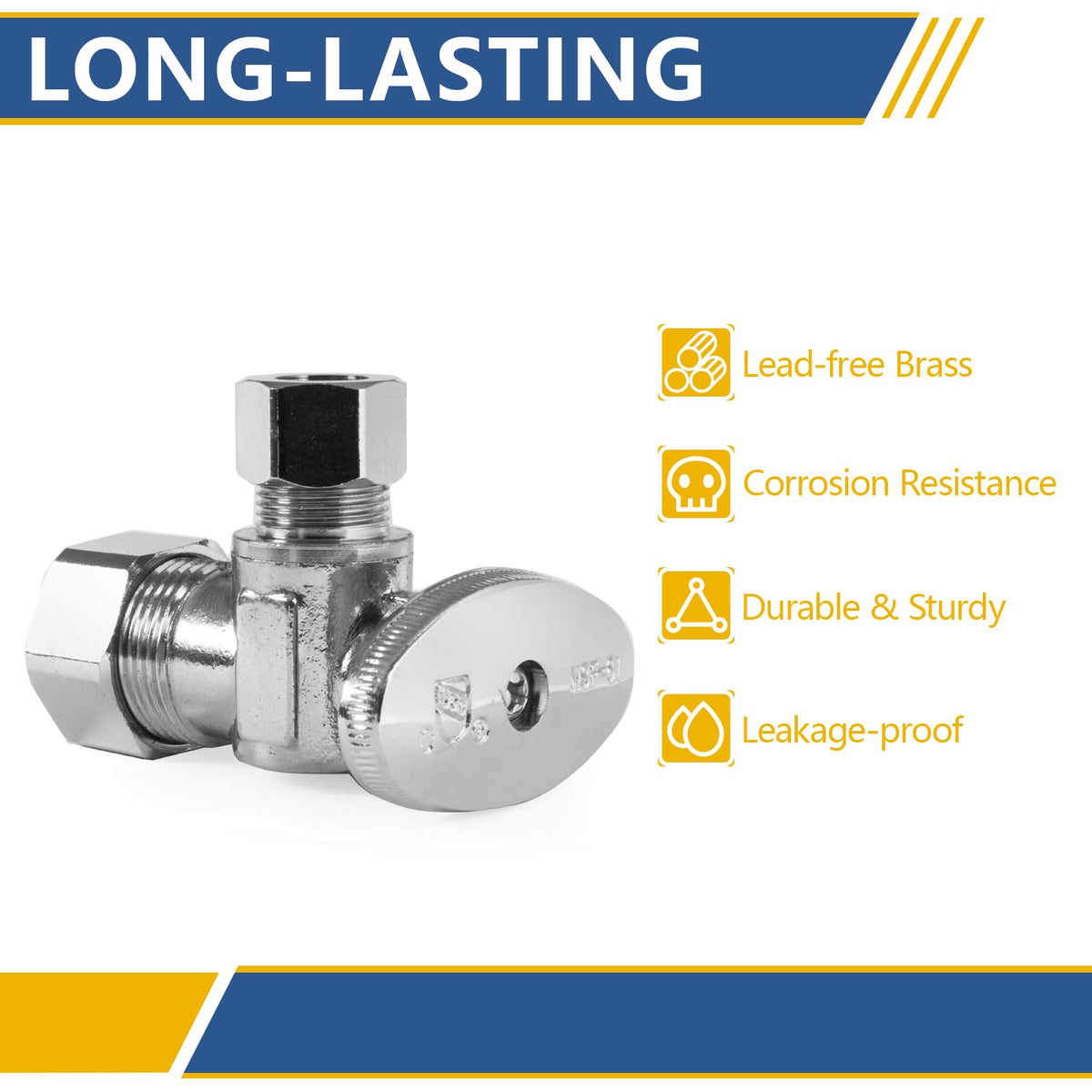 GUOFIS angle stop valve brass construction, built for long-lasting performance