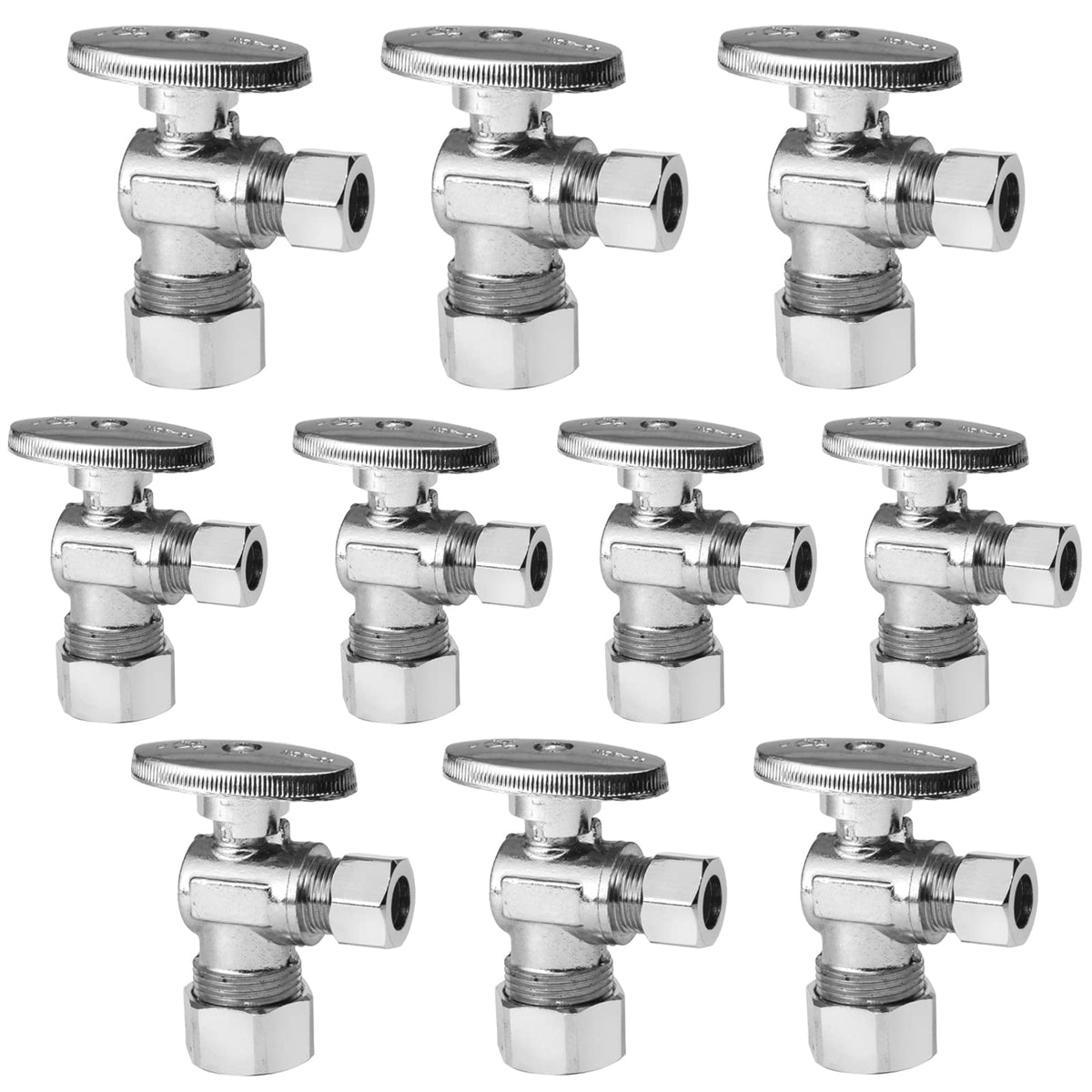 GUOFIS angle stop valve closeup in brass, durable shut-off for reliable fixtures