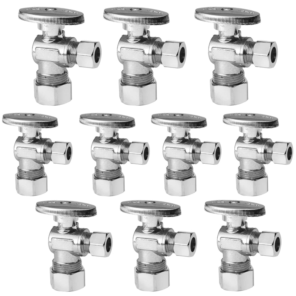 GUOFIS angle stop valve closeup in brass, durable shut-off for reliable fixtures