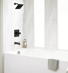 GUOLAIBA matte black finish shower handle; modern, sleek look for contemporary bathrooms.