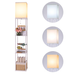 Gupuzm floor lamp with shelves front view showing storage and modern design.