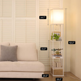 Gupuzm floor lamp shelves with three tiers for books and decor.