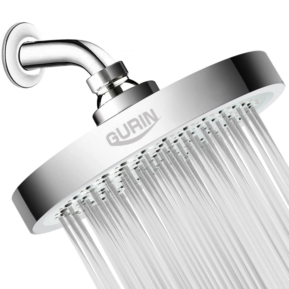GURIN 6-inch luxury rainfall shower head in chrome for spa-like showers