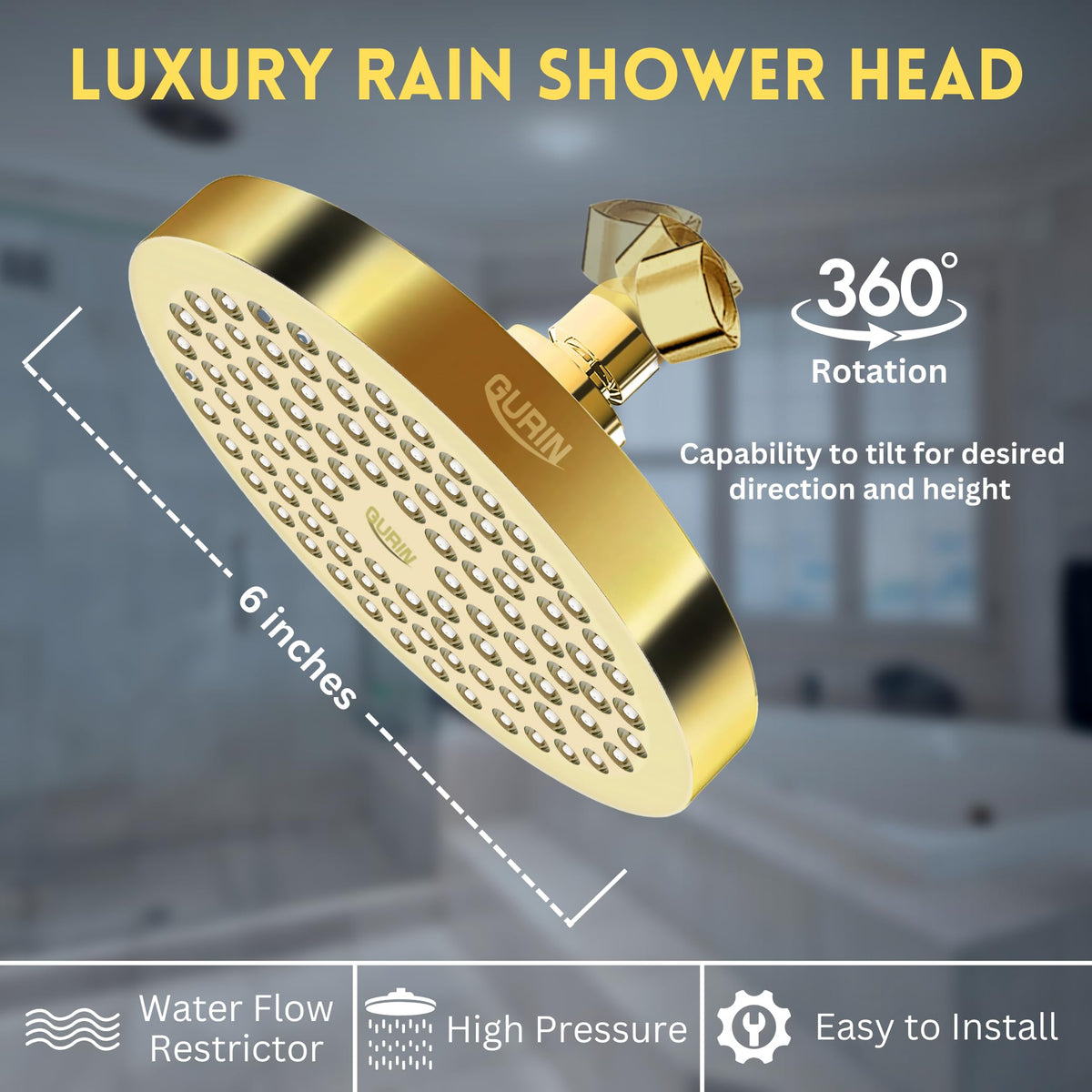 GURIN easy 1-minute install with included plumber's tape