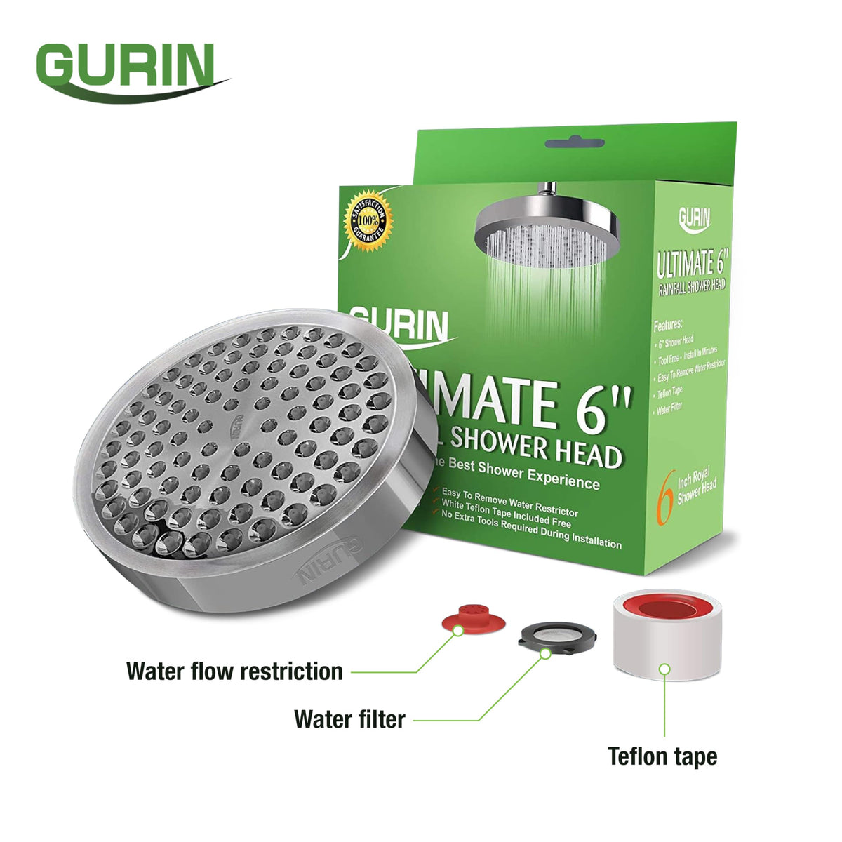 GURIN included teflon-tape and water filter ease quick installation.