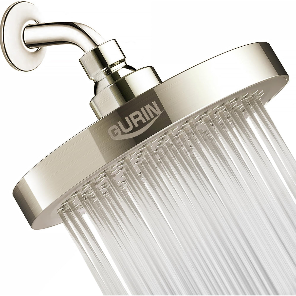 GURIN high-pressure 6-inch brushed-nickel shower head for spa-like rainfall.