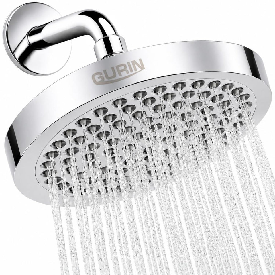 GURIN high-pressure rain head with 6-inch coverage for a spa-like rinse.