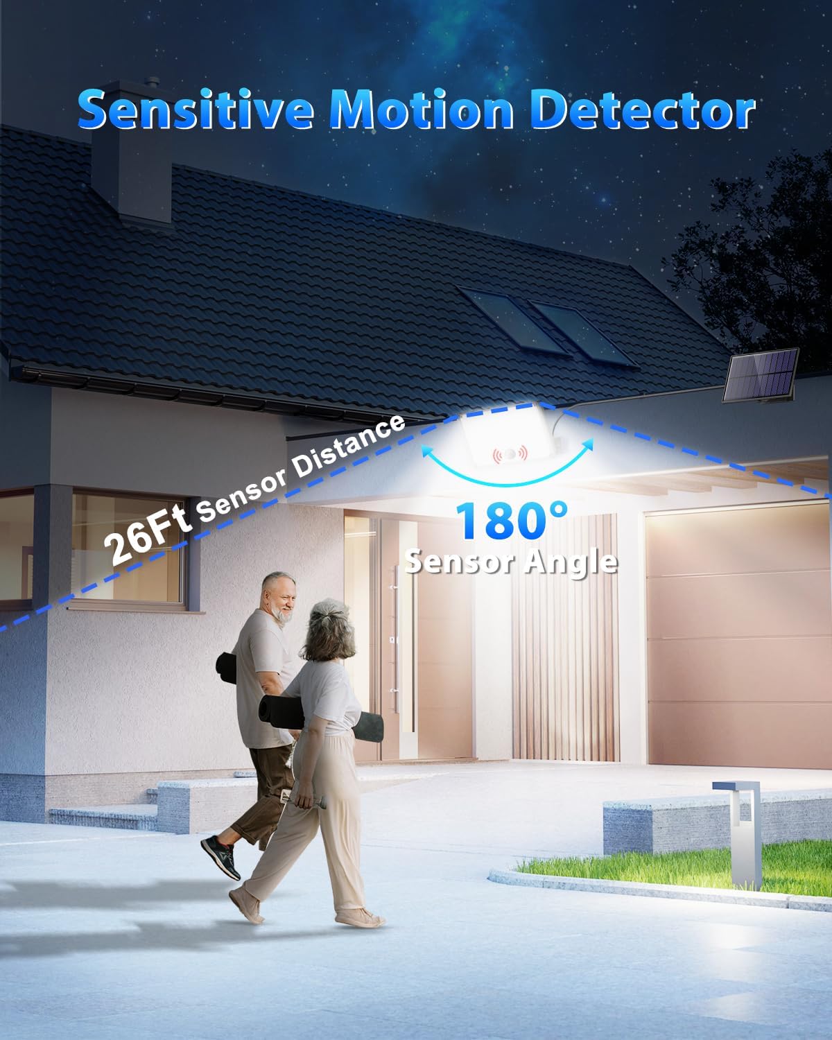 Gusicil remote-controlled solar light with three modes for porch lighting
