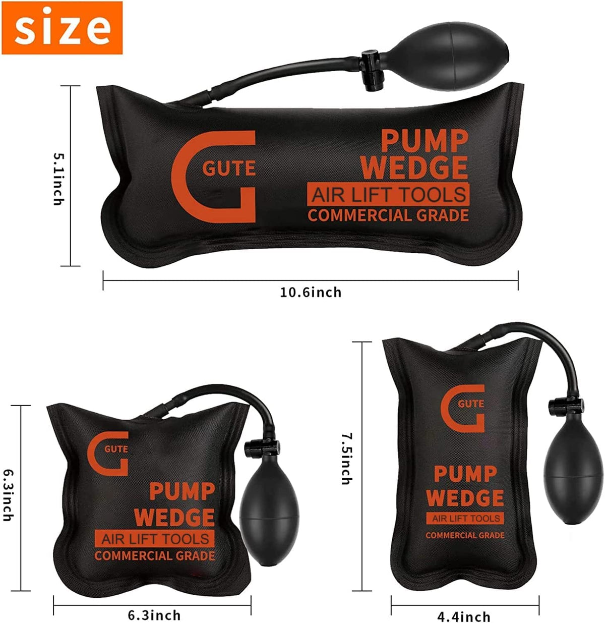 Gute Air Wedge Bag Pump spans a 2-1/2 inch gap for versatility.