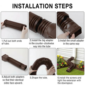Gutterant downspout extensions fit 4-inch diameter standard downspouts.