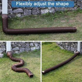 Gutterant downspout extensions show a rotating connection for easy link-up.